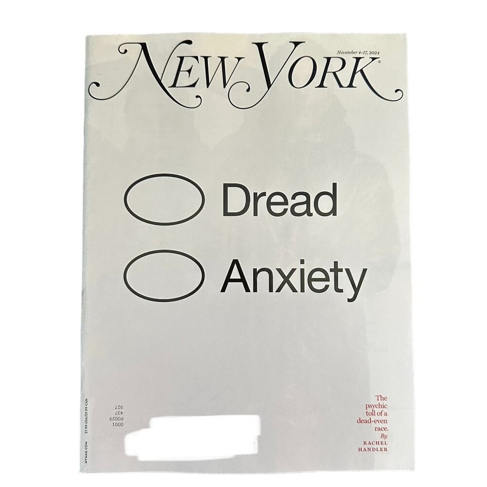 New York Magazine November 4 2024 Dread vs Anxiety Psychic Toll Dead Even Race